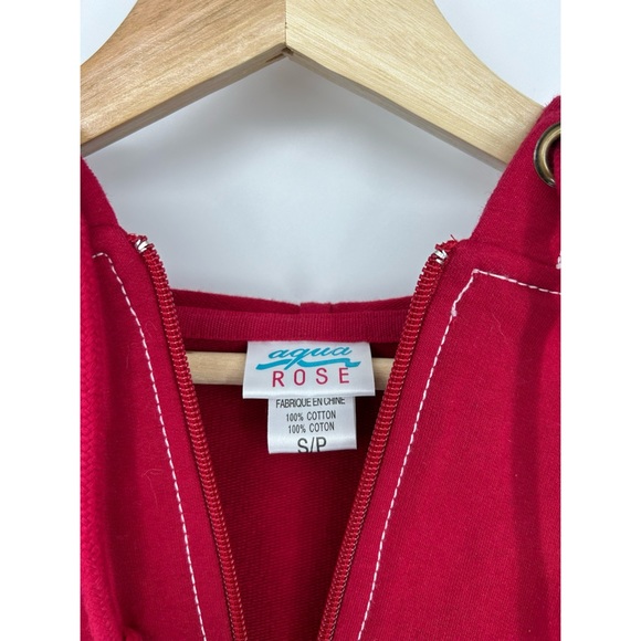 Aqua Rose Red Zip Up Hoodie Cotton Sweatshirt - Picture 5 of 5